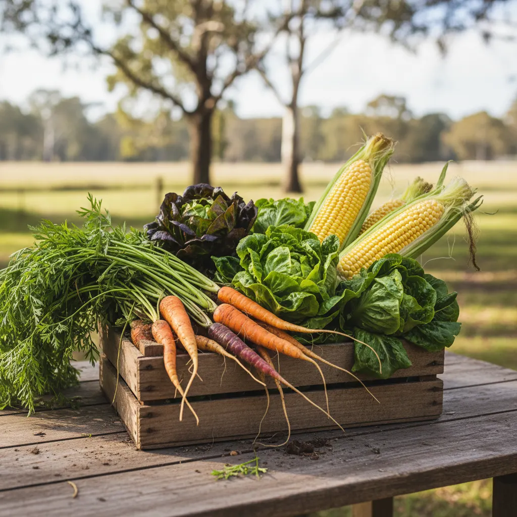 Australian mixed vegetables — carrots, lettuce, corn